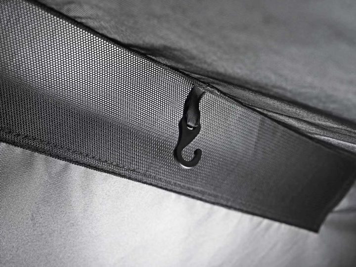 A hook inside the tent for hanging things