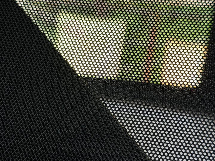 Close-up of the mosquito net window